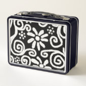 Lunch Box Motif Floral Blanc Noir (Dos)