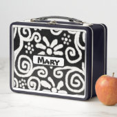 Lunch Box Motif Floral Blanc Noir (En situation)