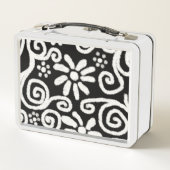 Lunch Box Motif Floral Blanc Noir (Dos)