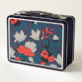 Lunch Box Motif floral bleu et rouge élégant (Dos)