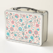 Lunch Box Motif floral d'art populaire turquoise et de (Dos)