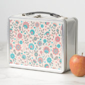 Lunch Box Motif floral d'art populaire turquoise et de (En situation)