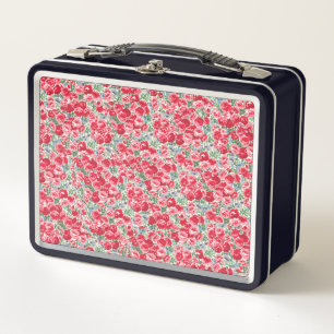 Lunch Box Motif floral de rose rouge vintage