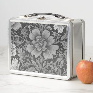 Lunch Box Motif floral monochrome vintage