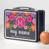 Lunch Box Motif floral noir tendance avec Monogramme personn (En situation)