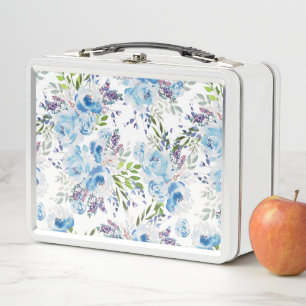 Lunch Box Motif floral sans couture à l'aquarelle bleue