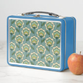 Lunch Box Motif floral turquoise et jaune (En situation)