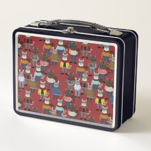 Lunch Box Motif frais de chat de hippie