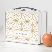 Lunch Box Motif géométrique Art déco blanc et or (En situation)