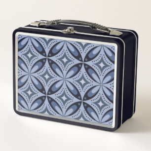 Lunch Box Motif géométrique bleu de style rétro