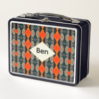 Motif géométrique ethnique noir blanc et orange