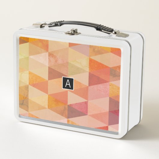 Lunch Box Motif géométrique Triangle doux | Monogrammé (Devant)