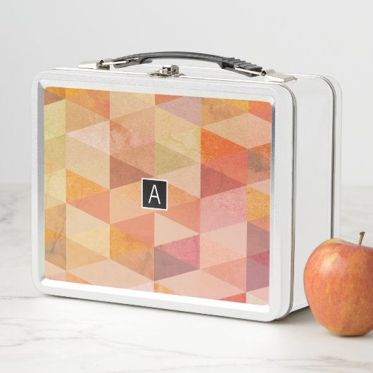 Lunch Box Motif géométrique Triangle souple | Monogramme (En situation)