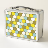 Lunch Box Motif hexagonal en jaune, vert et bleu (Dos)