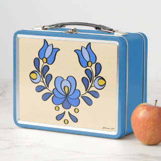 Lunch Box Motif hongrois de broderie, "Matyó" - bleu