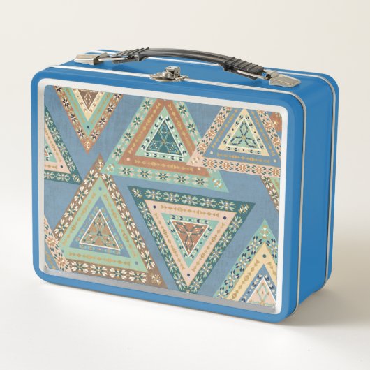 Lunch Box Motif indien tribal | bleu extérieur de Geo X (Devant)
