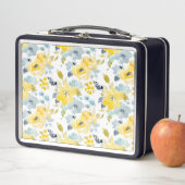Lunch Box Motif jaune et bleu d'aquarelle (En situation)
