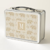 Lunch Box Motif kaki de caravane d'éléphant du monogramme | (Dos)