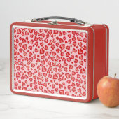 Lunch Box Motif léopard des coeurs en rouge sur blush (En situation)