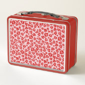 Lunch Box Motif léopard des coeurs en rouge sur blush (Dos)