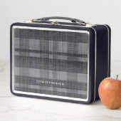 Lunch Box Motif Lin moderne avec nom - gris noir (En situation)