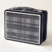 Lunch Box Motif Lin moderne avec nom - gris noir (Devant)