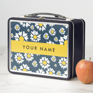 Lunch Box Motif marguerite, marguerites blanches, votre nom