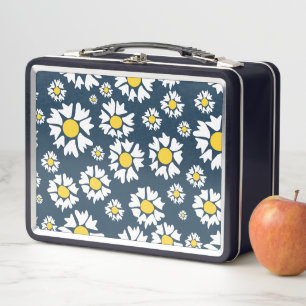 Lunch Box Motif marguerrier, motif floral, marguerites blanc