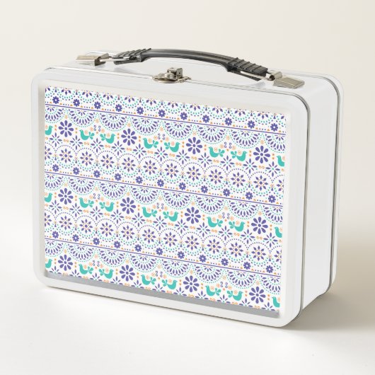 Lunch Box Motif mexicain d'art populaire de tuile d'oiseau (Devant)