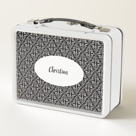 Lunch Box Motif mis en rouleau blanc noir assez classique de (Dos)