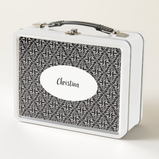 Lunch Box Motif mis en rouleau blanc noir assez classique de (Devant)