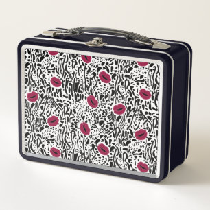 Lunch Box Motif moderne des lèvres B&W de rouge à lèvres