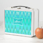Lunch Box Motif moderne zigzag - vagues turquoise (En situation)