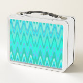 Lunch Box Motif moderne zigzag - vagues turquoise (Dos)