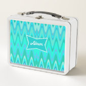 Lunch Box Motif moderne zigzag - vagues turquoise (Devant)