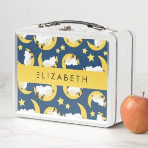 Lunch Box Motif mouton, Mouton dormant, Lune, Votre Nom