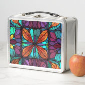 Lunch Box Motif papillon Abstrait en verre tendu (En situation)