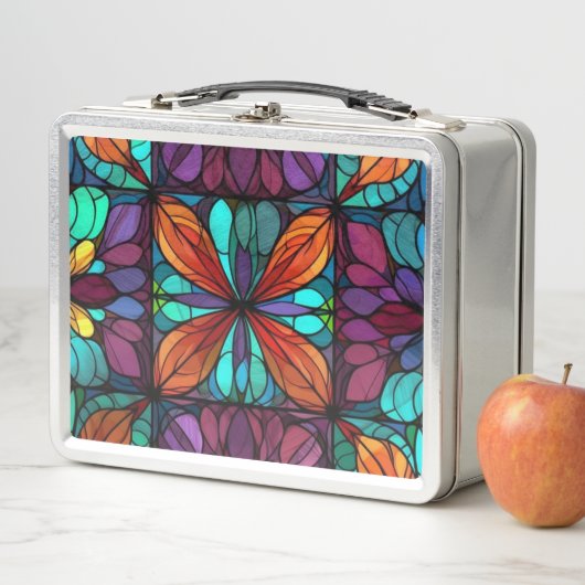 Lunch Box Motif papillon Abstrait en verre tendu (En situation)