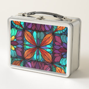 Lunch Box Motif papillon Abstrait en verre tendu