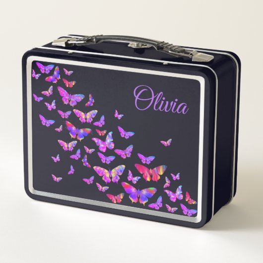 Lunch Box Motif papillon moderne ajouter le nom (Dos)