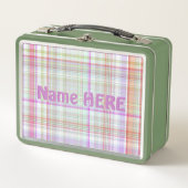 Lunch Box Motif Plaid vert violet mignon et élégant customis (Devant)
