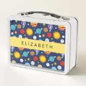 Lunch Box Motif, Planètes, Étoiles, Cosmos, Votre Nom (Dos)