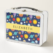Lunch Box Motif, Planètes, Étoiles, Cosmos, Votre Nom (Devant)