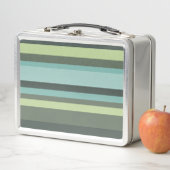Lunch Box Motif rayé dans des verts et des bleus frais (En situation)