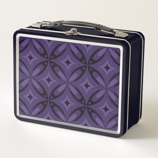 Lunch Box Motif Rétro de Couleur Violet Foncé (Devant)