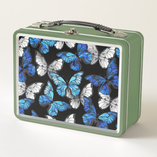 Lunch Box Motif sans couleur foncée avec papillons bleus Mor (Devant)
