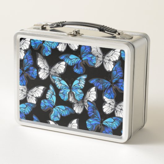 Lunch Box Motif sans couleur foncée avec papillons bleus Mor (Devant)