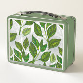 Lunch Box Motif sans couture avec Feuilles de thé vert (Dos)