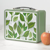 Lunch Box Motif sans couture avec Feuilles de thé vert (En situation)