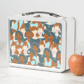 Lunch Box Motif sans couture avec filles noires et blanches (En situation)